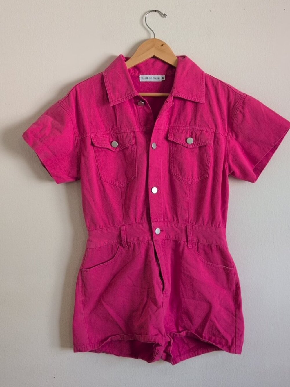 Dash of Nash Hot Pink Denim Romper